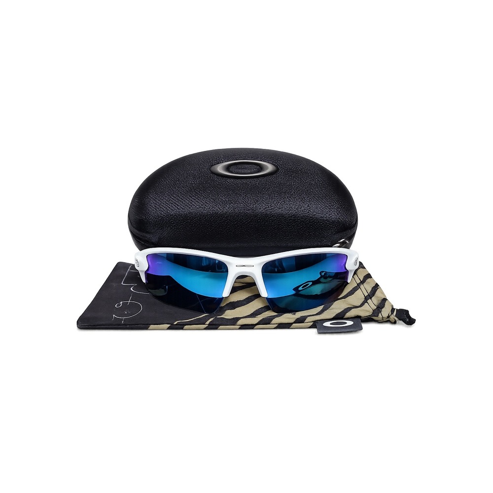 Oakley Flak 2.0 XL Prizm Sapphire Sunglasses Men OS Polished White Case included